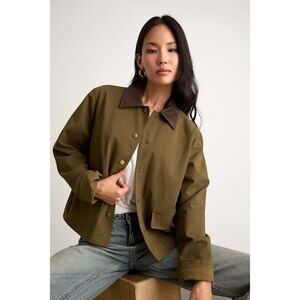 Lulus Mareva Olive Green Twill Barn Jacket - Size S